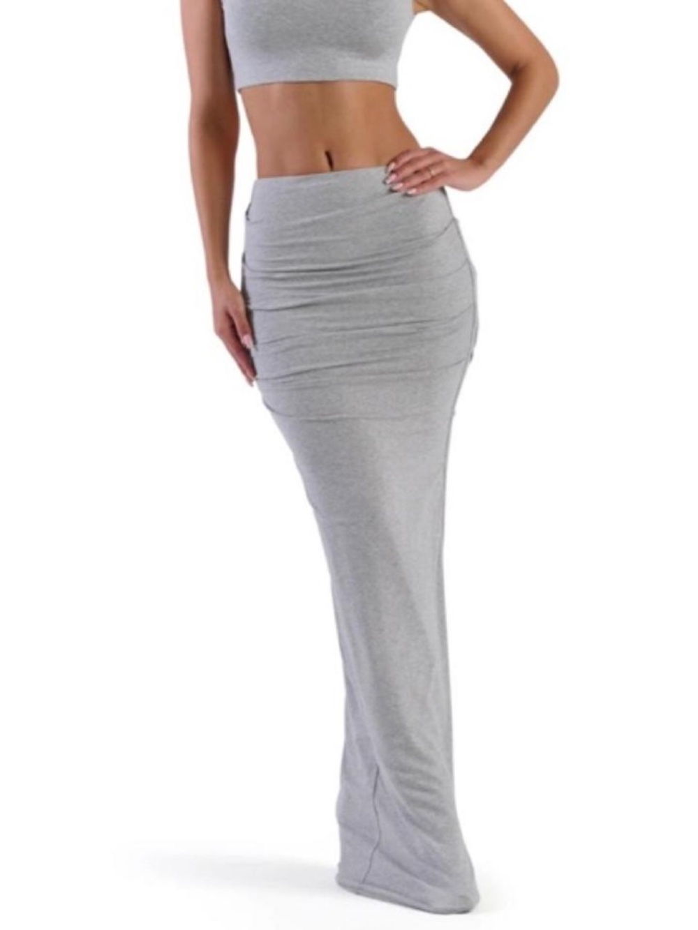 Naked Wardrobe Gather Good Maxi Skirt in Heather Grey - size M- NWT
